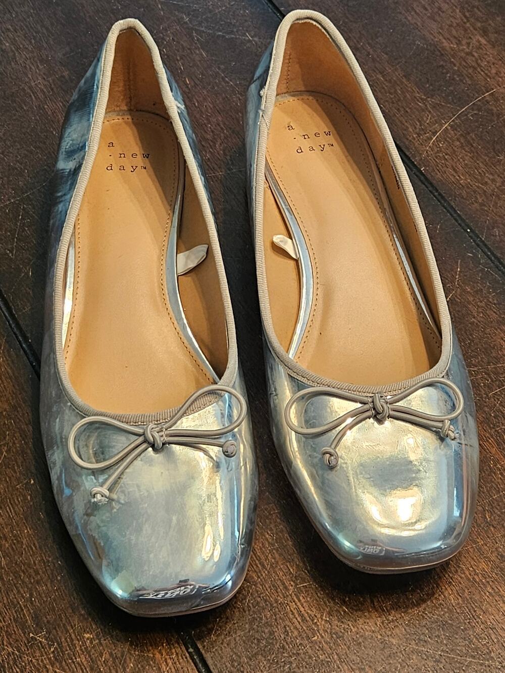 A New Day Women's Metallic Silver Ballet Flats Size 9